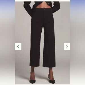 Anthropolgie The Colette Cropped Wide-Leg Pants by Maeve: Knit Edition 25 Black